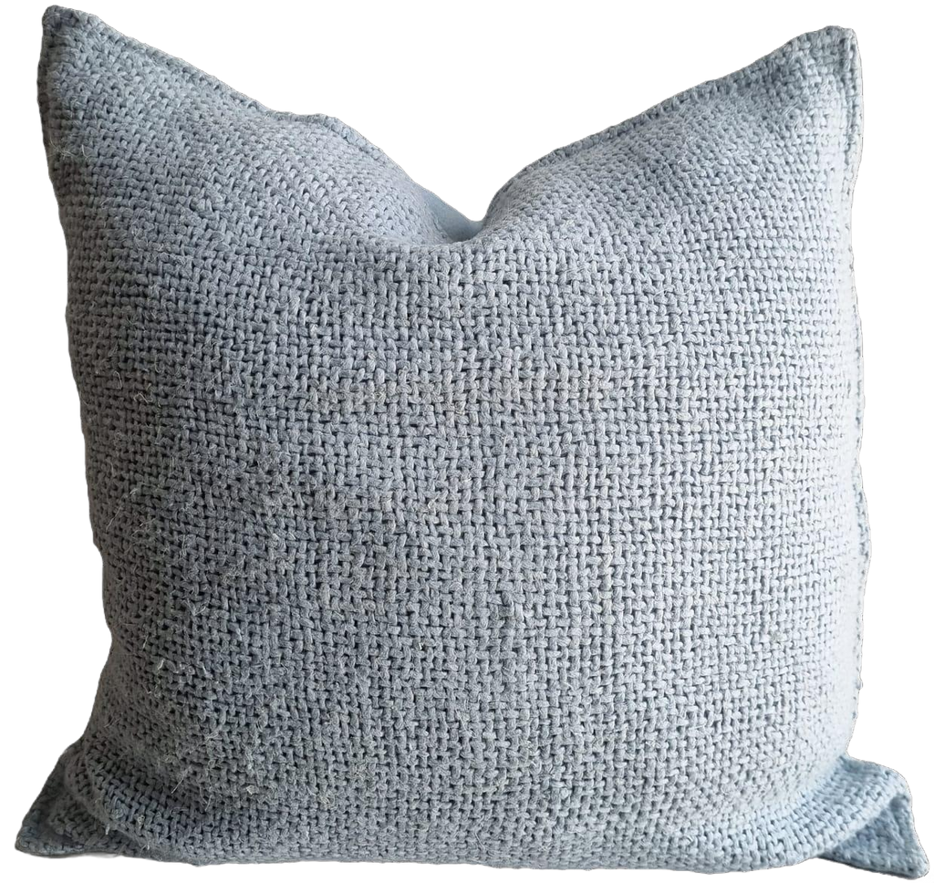 *LIMITED STOCK *| Détente Hand-loomed Rustic Texture Pure French Linen 55cm square - Ubud Sky Blue