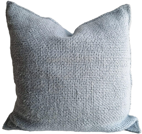 PREORDER MID APRIL *LIMITED STOCK *| Détente Hand-loomed Rustic Texture Pure French Linen 55cm square - Ubud Sky Blue