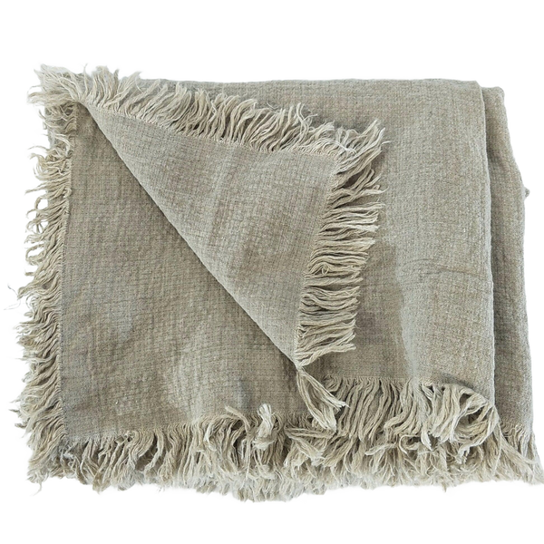 Versailles French Linen Heavy Weight Pure Linen Massive Throw Fringe 140x240cm - Versailles French Linen Heavy Weight Pure Linen Massive Throw Fringe 140x240cm - Natural
