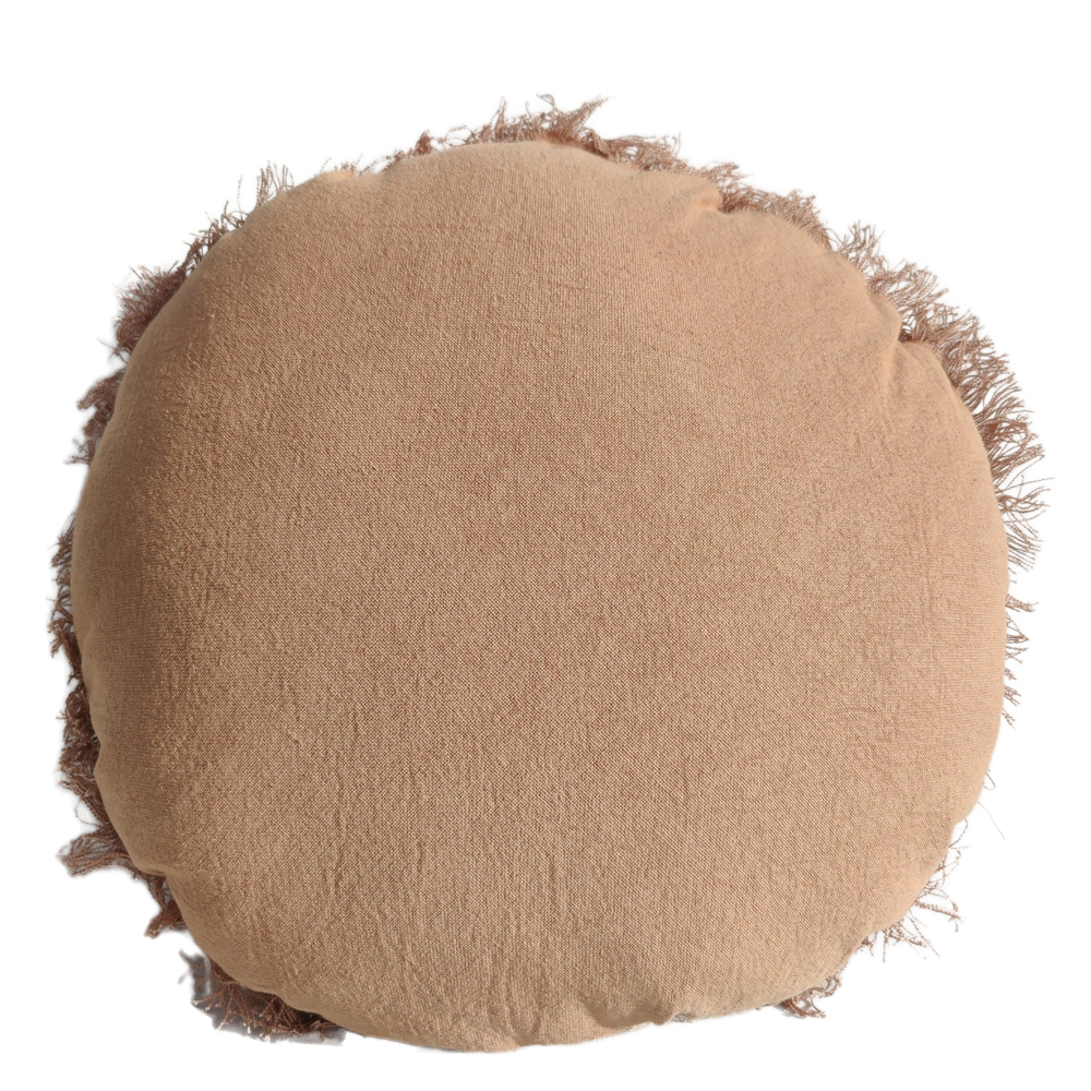 Namora Heavyweight French Linen Cushion Feather Filled 50cm Round | Terracotta