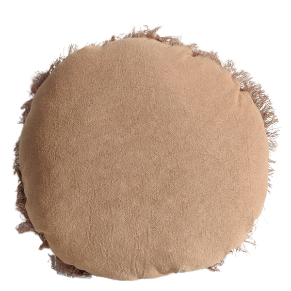 Namora Heavyweight French Linen Cushion Feather Filled 50cm Round | Terracotta