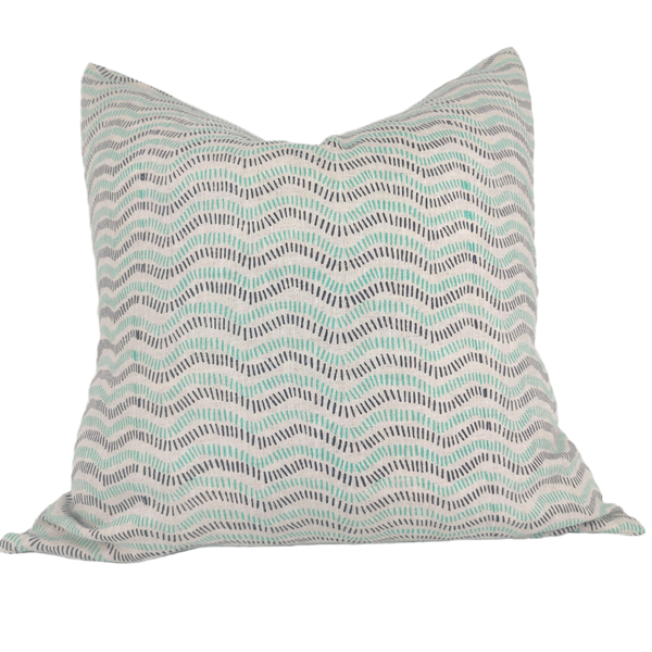Aboriginal Art Artisan Block Printed Heavy Weight Pure French Linen Cushion 50cm Square - Feather Filled