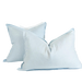 Provence Heavy Weight Pure French Linen Cushion in Two Sizes - Plush Feather Filled - Ice Blue