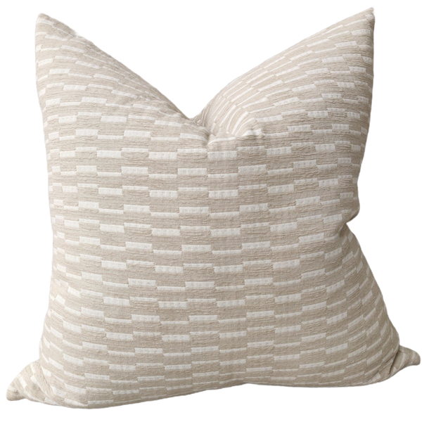 Mosaic Jacquard Linen Cotton Cushion 55cm Square | Mocha