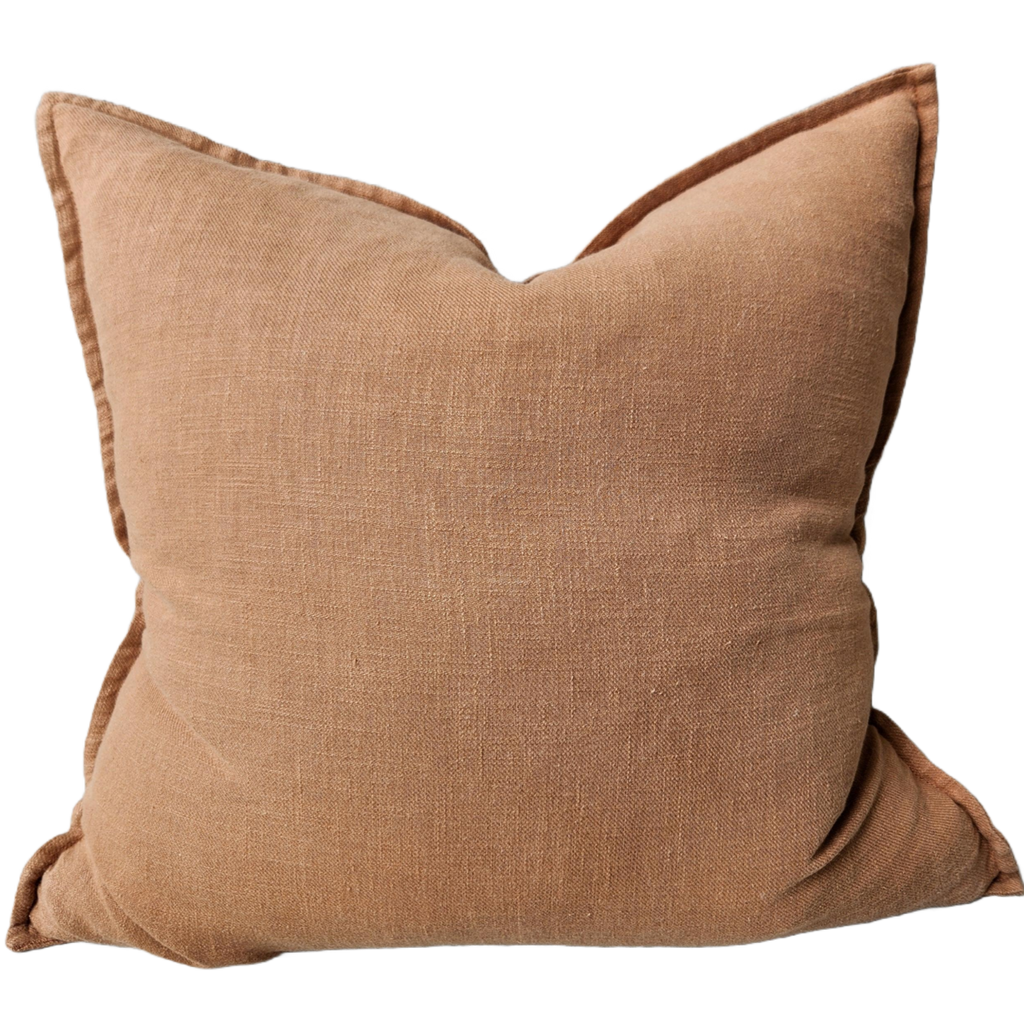 Millard Linen Cotton Cushion 55cm Square - Nimes Peach Caramel