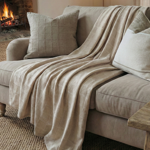 Greta Massive Throw 150x220cm - Grid | Oatmeal