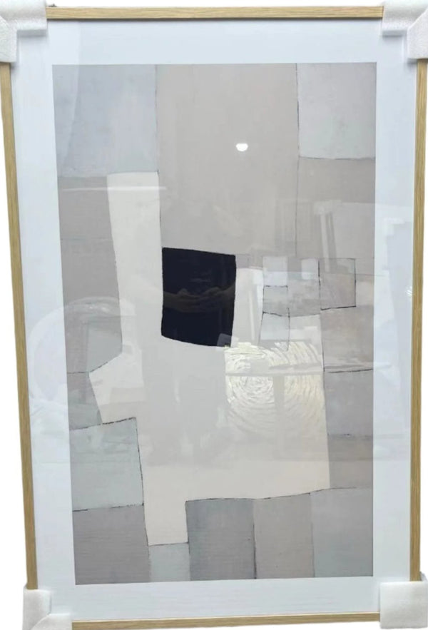P059 Oak Framed Perspex Glass Canvas Art Print 120 cm x 80 cm