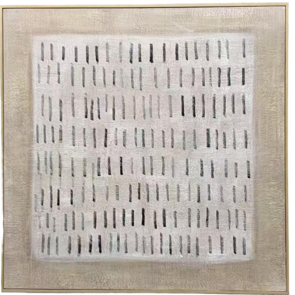 H047 Oak Framed Full Hand Painted Artwork  100 cm x 100 cm