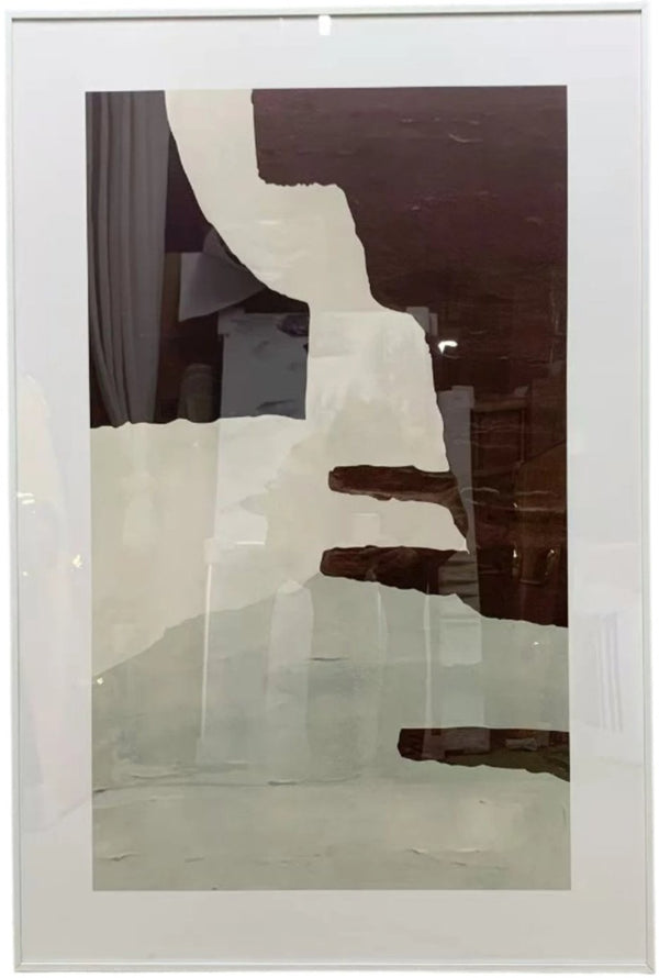 P093 White Framed Perspex Glass Canvas Art Print 120 cm x 80 cm