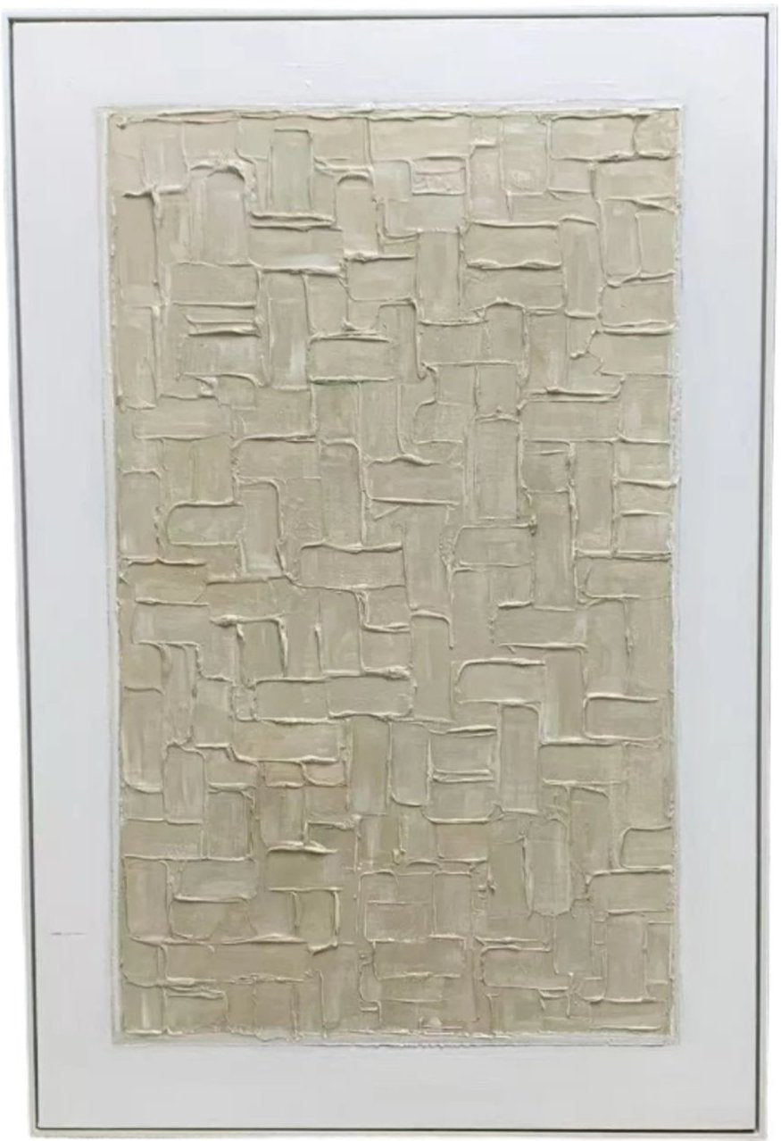 H052 White Framed Full Hand Painted Artwork  120 cm x 80 cm