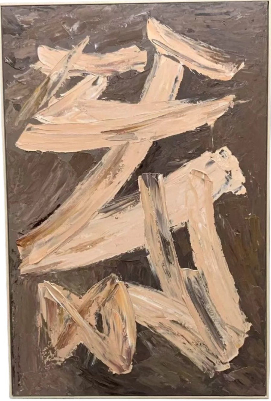 H056 Oak Framed Full Hand Painted Artwork  120 cm x 80 cm