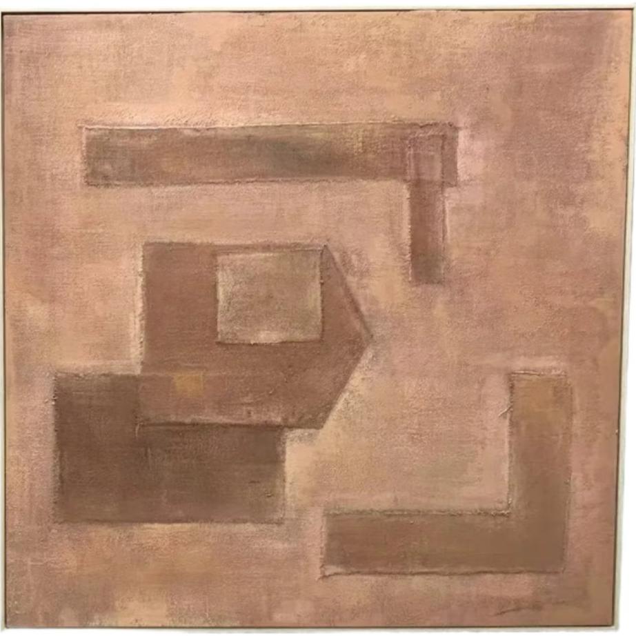 H065 Oak Framed Full Hand Painted Artwork 100 cm x 100 cm