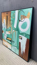 PICK UP ONLY | H070 Black Framed Full Hand Painted Artwork 100 cm x 100 cm