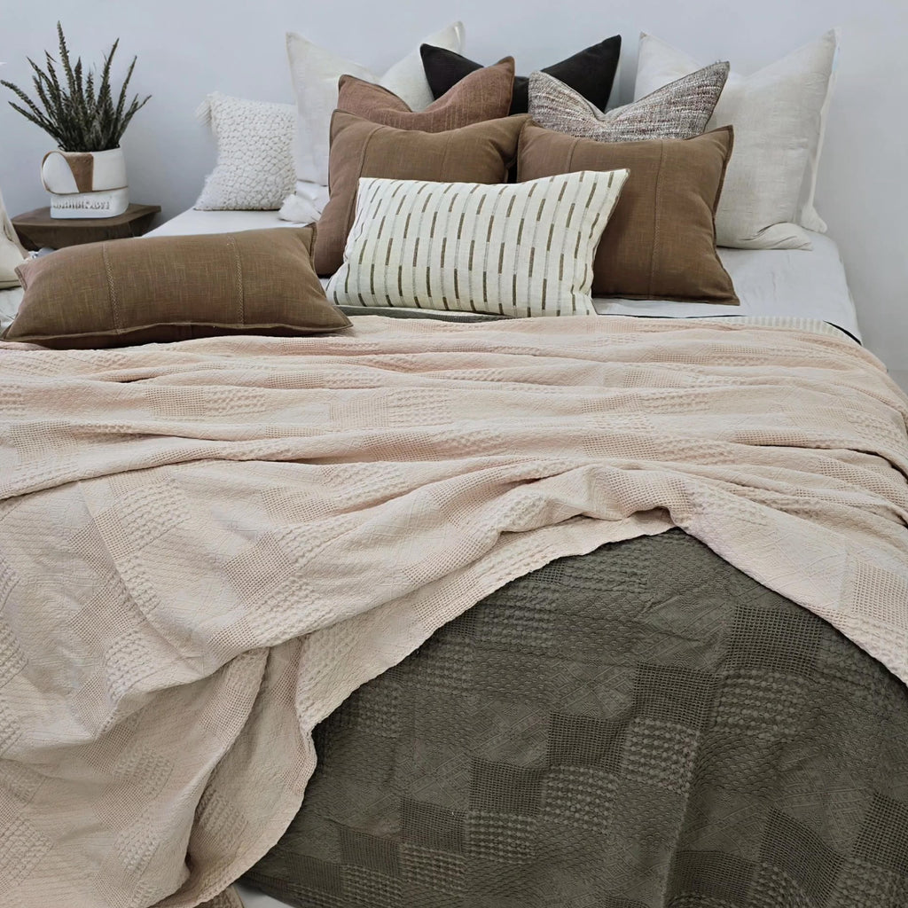 Piper Waffle 100% Cotton Bedcover Massive Throw 200x230cm - Vanilla Cream
