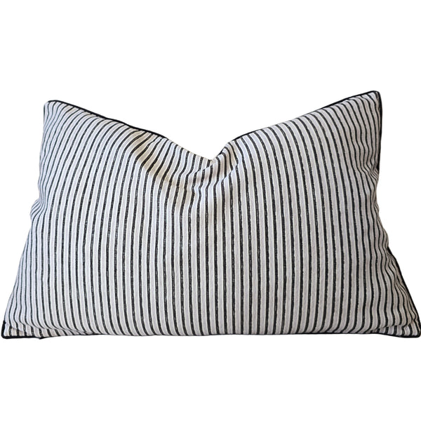 Remi Cushion 40x60cm Lumbar - Charcoal Striped