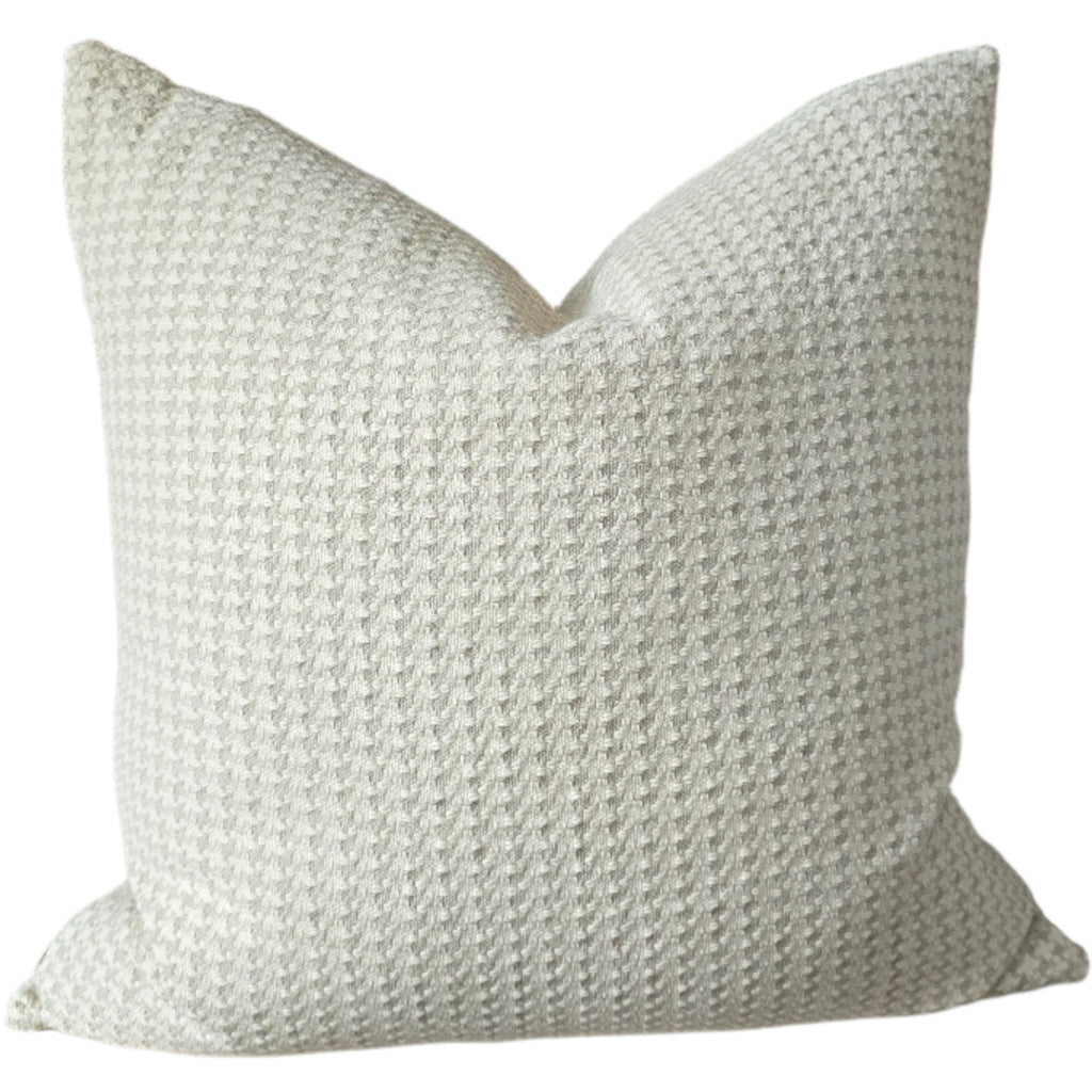 Houndstooth Linen Cotton Cushion 55cm Square  - Natural
