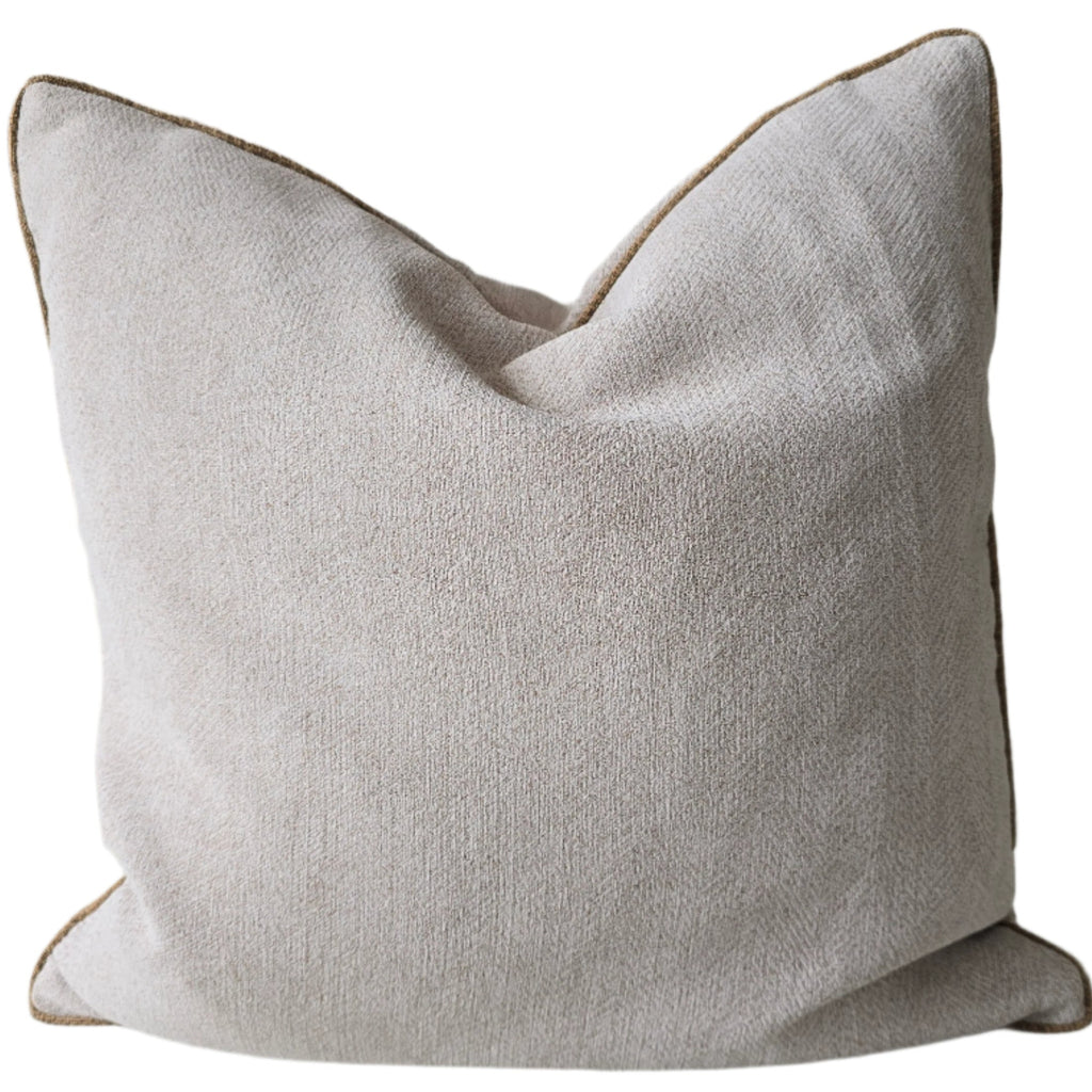 Hailey Linen Chenille Cushion 55cm Square - Natural with Bosc Pear Piping