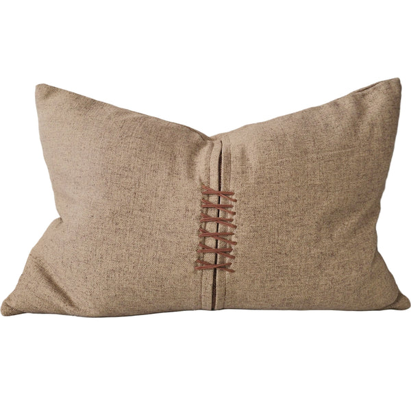 Elara Cushion 40x60cm Lumbar - Dark Clay | Hand Cross-Stitch