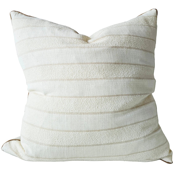 Isolde Linen Cotton Cushion 55cm Square - Stripe Natural