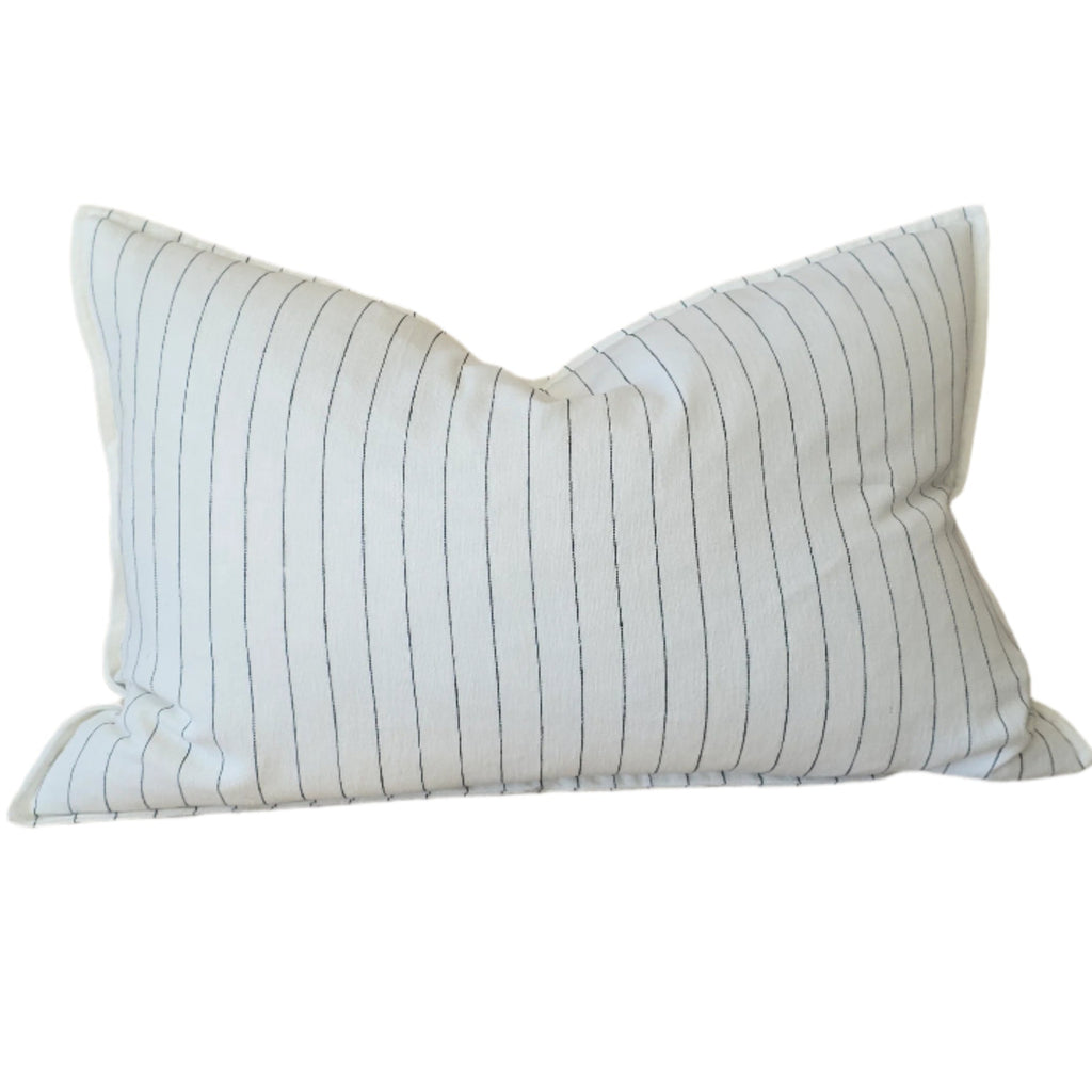 Everly Pure Linen Cushion 40x60cm Lumbar - White | Black Striped