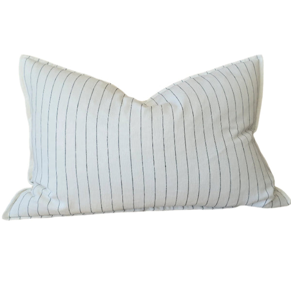 Everly Pure Linen Cushion 40x60cm Lumbar - White | Black Striped