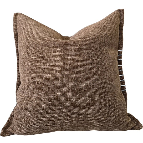 Calmey Hand-Stitched Artisan Cushion 55cm Square - Rustic Brown