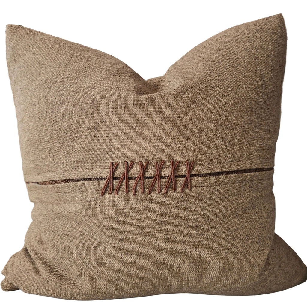Elara Cushion 55cm Square - Dark Clay | Hand Cross-Stitch