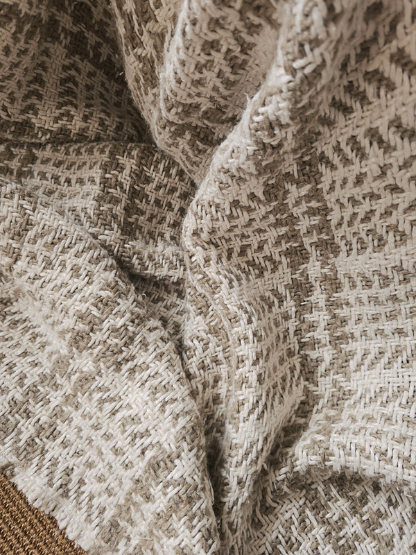 The Grounded Heavyweight Handloomed Linen Throw Bedcover 135cm x 200cm - Chunky Basketweave