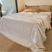 Aurelia Linen Cotton Heavyweight Jacquard Bed Cover Massive Blanket 245cm x 250cm - Soft Ivory