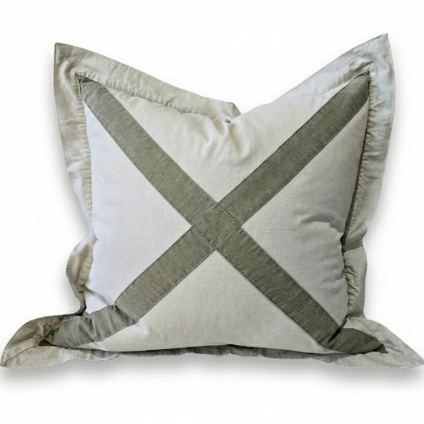 PREORDER END OF JANUARY DROP | The Croft Cotton Canvas Cushion 55cm Square - Oatmeal | Muted Olive