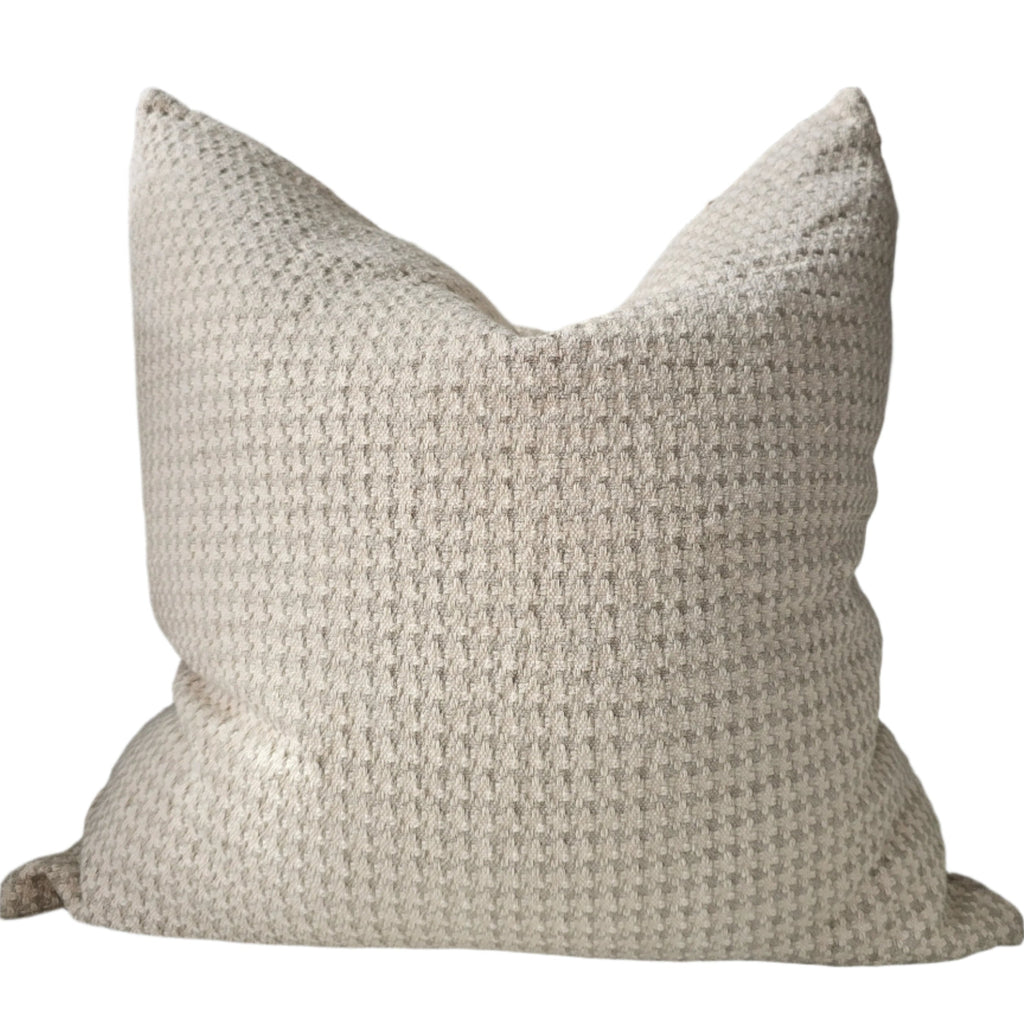 Houndstooth Linen Cotton Cushion 55cm Square  - Natural