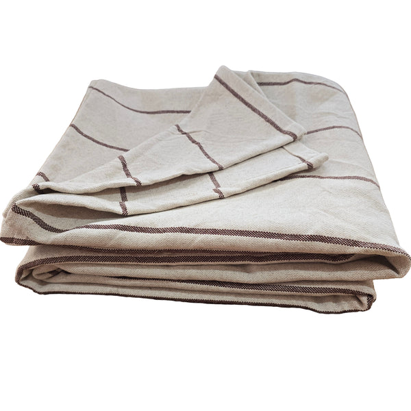 Irish Linen Cotton Bedcover Massive Throw 230x200cm - Brown Striped