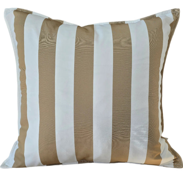 Sunlit Serenade Solution Dyed Eco-Friendly Outdoor Cushion 55cm Square - Sand & White Striped