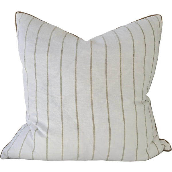 Arden Linen Cotton Cushion 55cm Square - Khaki Wide Stripe