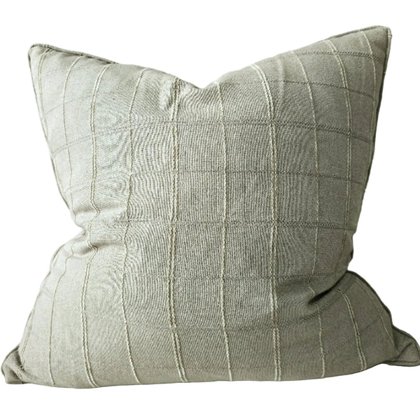 Greta Cushion 55cm Square - Grid | Sage Green