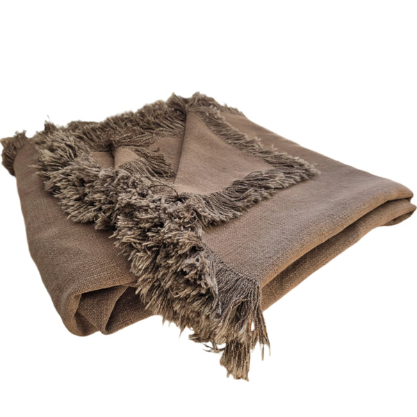 Champêtre Heavy Weight French Linen Massive Throw 140x220cm - Chocolate Brown