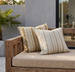 Monet Solution Dyed Eco-Friendly Outdoor Cushion 55cm Square Polyester Filled - Mustard Brown and White Stripes