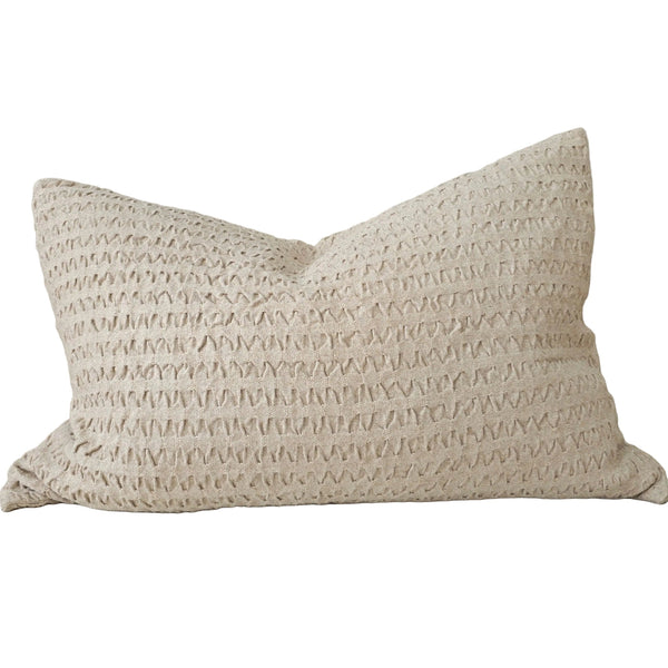 Maeve Linen Cotton 2 Sided Cushion 40x60cm Lumbar - Natural Oatmeal