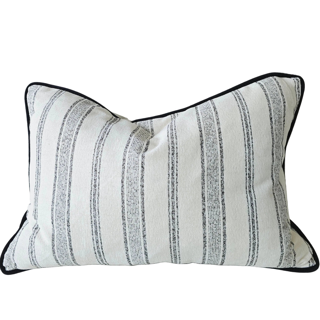 Mingarri Stripe Cushion 40x60cm Lumbar - Charcoal Black | Cream White