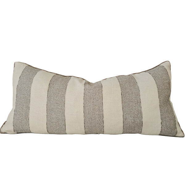Estella Linen Blend Cushion 40x90cm Long Lumbar - Natural Beige | Cool Grey
