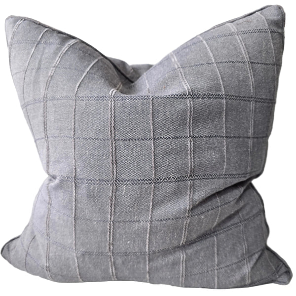 Greta Cushion 55cm Square - Grid | Smoky Blue