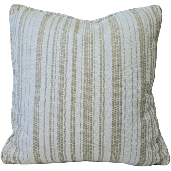 Monet Solution Dyed Eco-Friendly Outdoor Cushion 55cm Square Polyester Filled - Light Beige with Subtle Stripes