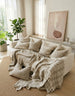 The Grounded Hand-loomed Rustic Texture Pure French Linen 55cm square - Chunky Basketweave
