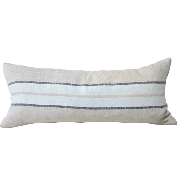 PREORDER END OF JANUARY DROP | LUMERE Yarn-Dyed Linen Cushion 40x90cm Long Lumbar - Natural | Charcoal