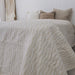 RESTOCK EARLIER OF JULY | Mosaic Jacquard Double Sided Linen Cotton Bedcover 240 x 260cm | Off White & Beige