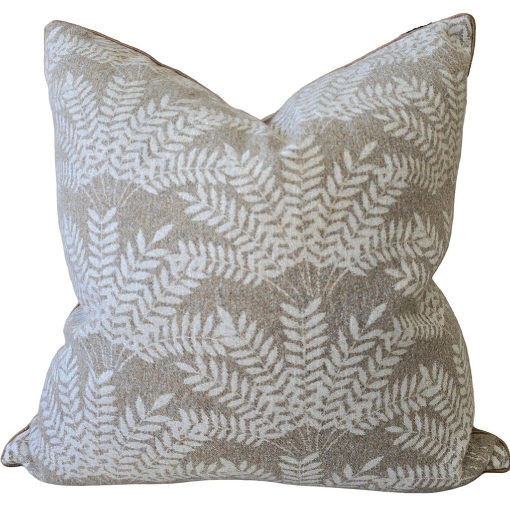 Radiating Fern Cushion 55cm Square - Earthy Taupe and Oatmeal