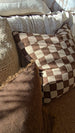 Classic Checkerboard Cushion 55cm Square - Chocolate Brown | Beige