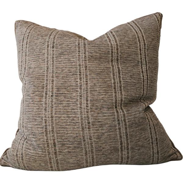 Summer Solace Cushion 55cm Square - Espresso Stripe | Natural