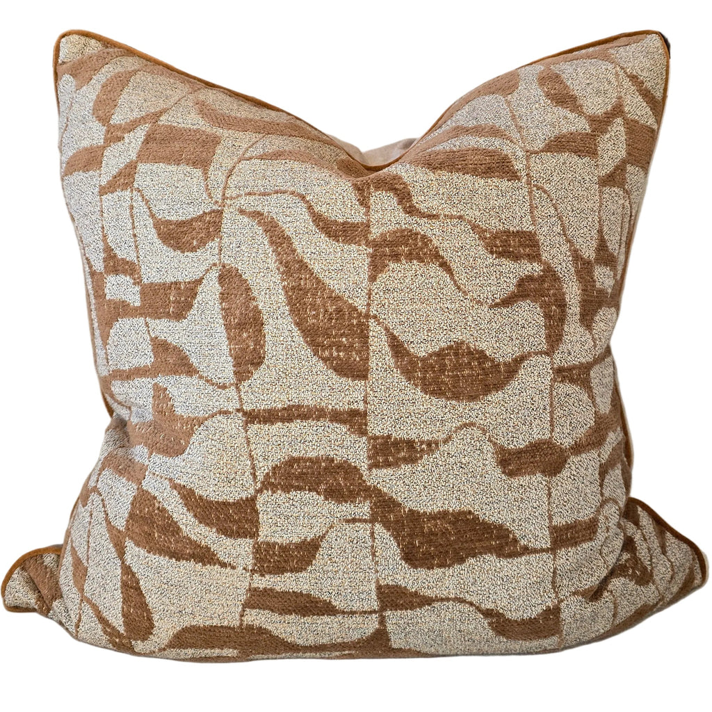 Dune Abstract Jacquard Cushion 55cm Square - Caramel