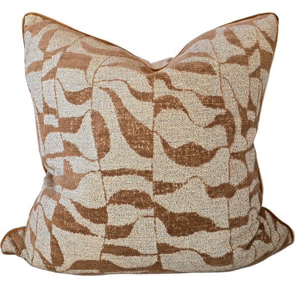 Dune Abstract Jacquard Cushion 55cm Square - Caramel